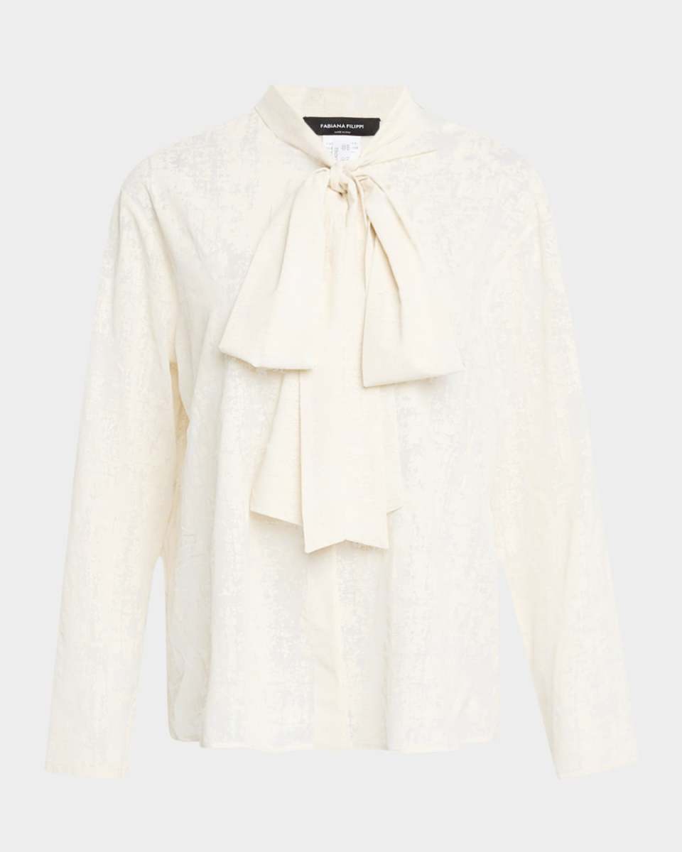 Burnout Tie-Neck Blouse